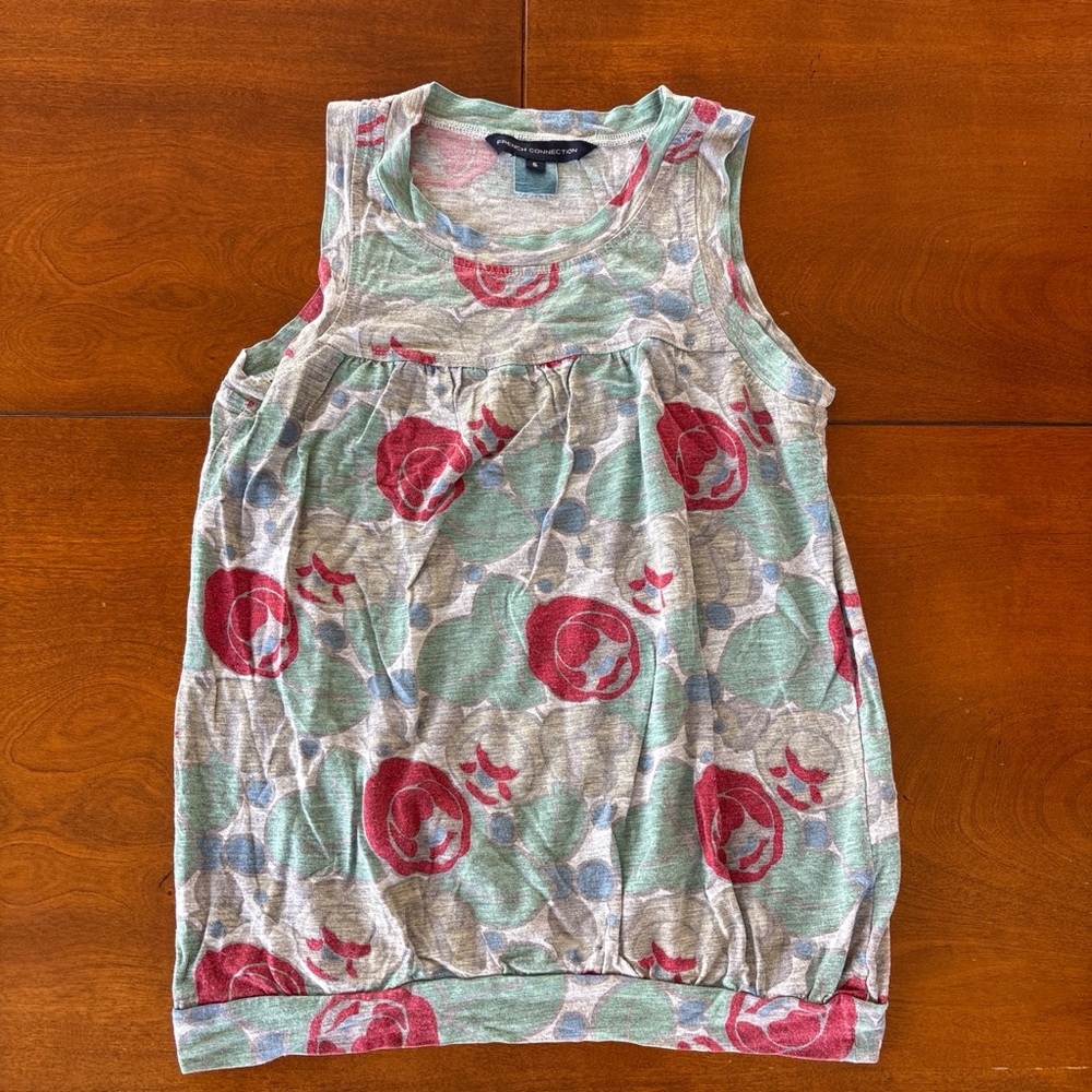 French Connection Floral Tank Top - Red and Green